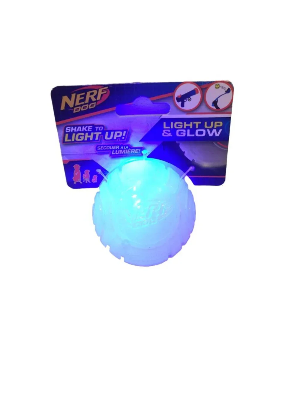 NERF DOG Shake to Light Up! Rubber Interactive LED Lighted Ball